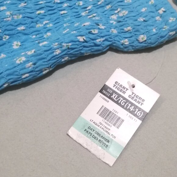 🇨🇦 Girls Rayon Dress, Sky Blue with Daisies - Picture 2 of 7